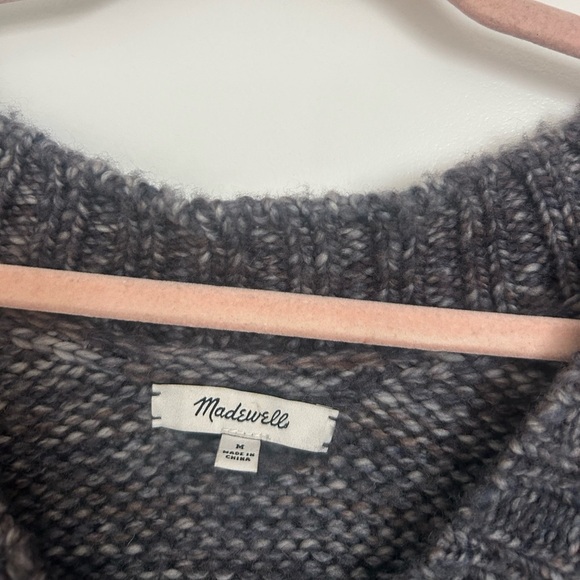 Madewell Spray-dyed 100% Wool V-neck Oversized Sweater Grey size medium fall - Picture 11 of 14